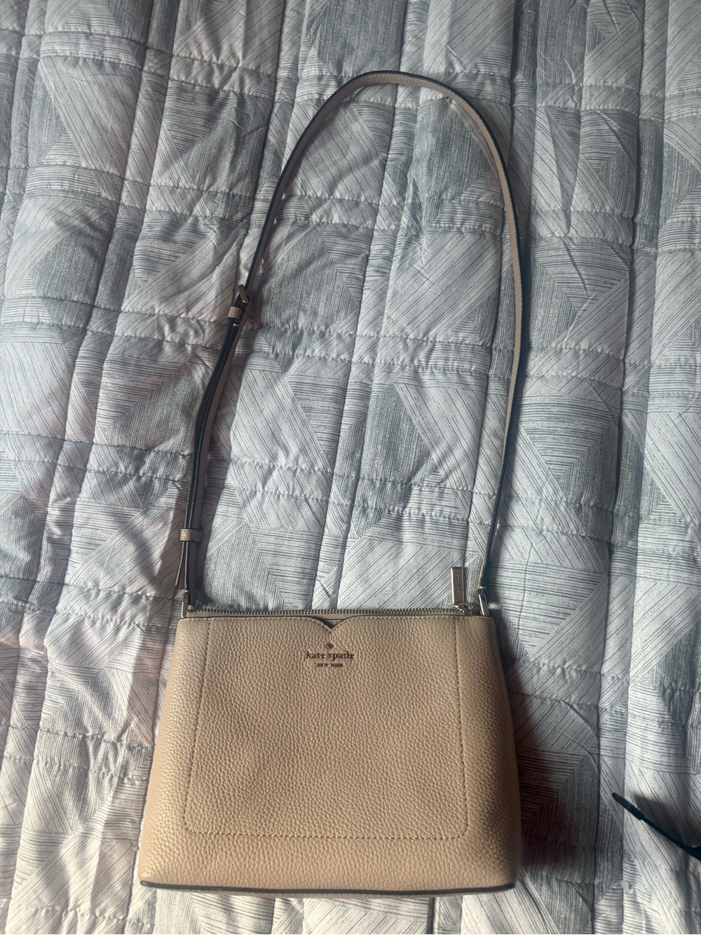 kate spade taupe leather crossbody bag